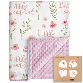 CIVARUA KIDS Baby Blanket Unisex Boys Girls - Soft Nursery Minky Blankets, Newborn Baby Blankets with Double Layer Dotted Backing, Lightweight Bed Throw Blanket, Pink Floral, 30 x 40 Inch