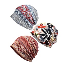 Nanwansu Chemo Caps for Women Slouchy Beanies Sleep Hats 3 Pack d