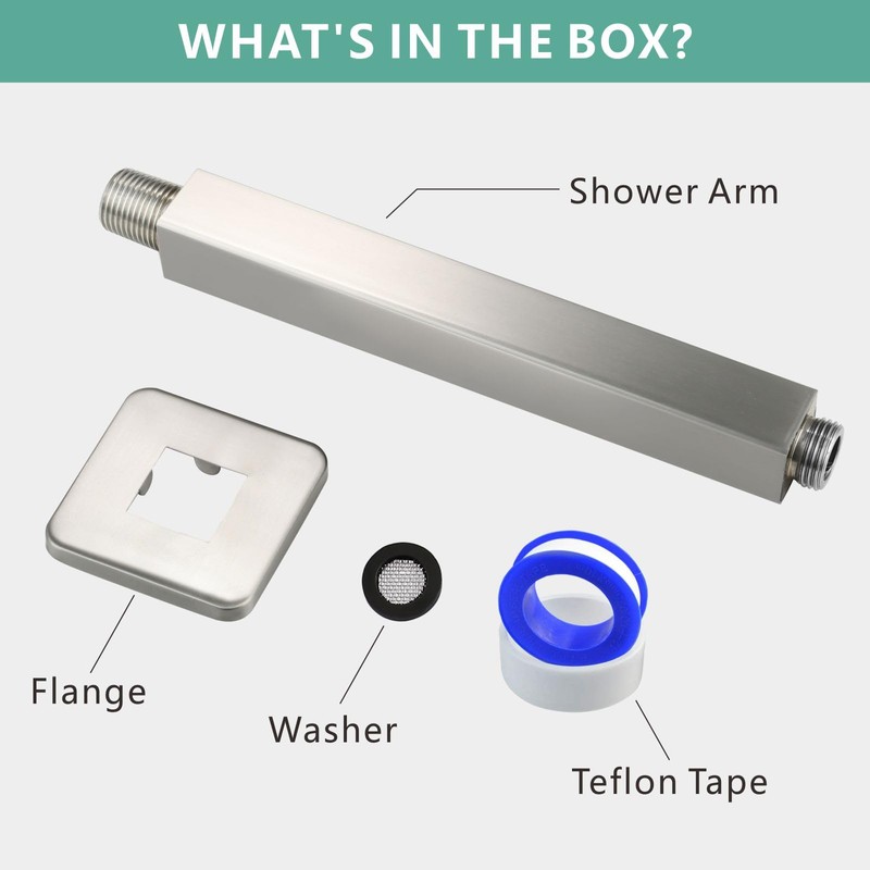 Voolan Shower Arm with Flange, Ceiling Mounted Fixed Shower Pipe,