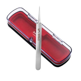 kapusi Square Plug Tweezers, Precision Tweezers, Square Stopper, Acne Remover, Blackhead Removal, Storage Case (1, Red)