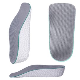Kozzim Secret Insole, Arch Support, Athletic, Half Size, Uncrowded, U-Shaped Heel, Increases Height, Shock Absorption, Side Anti-Slip, Ultra Lightweight, Height: 0.4 inches (1 cm), 0.8 inches (2 cm), 1.2 inches (3 cm), Gray