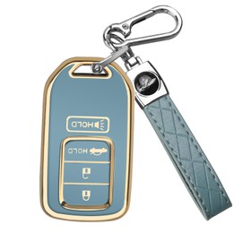 QBUC for Honda Accord Key Fob Cover for Civic, CRV, Pilot, Ridgeline 2016-2022, Soft TPU Full Protection Case with Keychain(blue)