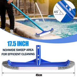 45 cm pool brush, pool cleaning brush, for cleaning pool walls, pool brush with curved ends, back for pool wall and pool floor