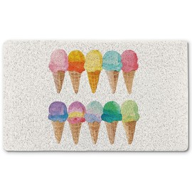 INDAJEDN Colorful Ice Cream Door Mat, Summer Welcome Doormat for Front Door Indoor Outdoor Entrance Entryway Porch, Summer Bathroom Decor, 17x30 Inches