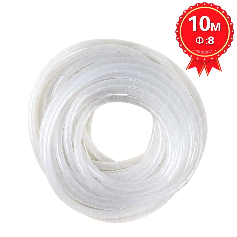 33FT XHF 5/16" Clear Spiral Cable Wrap 8mm(Wrapping Range:6mm-60mm) Cord