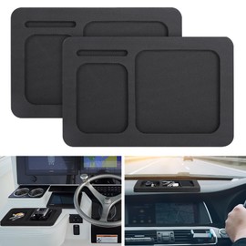 2 PCS Boat Dash Pad, EVA Foam Boat Dash Holder, Center Console Boat Accessory, 2 Compartment Cell Phone Boat Dashboard Organizer Adhesive Back for Sea Marine Fishing Boating Deck Tool, 15×10In (Black)
