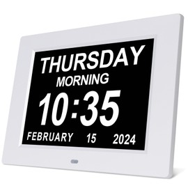 SSINI Dementia Clock Large Digital Calendar for Seniors with Date and Time - Elderly Digital Clock Large Display, 12 Custom Alarms (8 Inch)