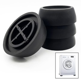 Xiciki Pack of 4 Vibration Damper Washing Machine, Washing Machine Feet Damper, Universal Antivibration Feet, Rubber Feet, Washing Machine, Non-Slip for Washing Machines, Dryers (Black)
