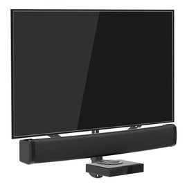 Barkan Universal Soundbar Mount & A/V Shelf, Adjustable Bracket for Mounting Above or Under The TV, Sizes 13-80 inch, Fits Most of Sound Bars Up to 14 lbs, Anti-Slip Clamp Black