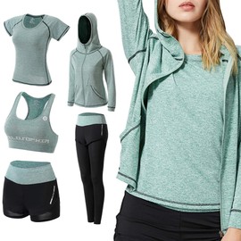 ODWTMRK Sports Set Women's Jogging Suit Sportswear Women Workout Set Tracksuit Yoga Clothing Sports Outfit Fitness Set Leisure Suit, Green B