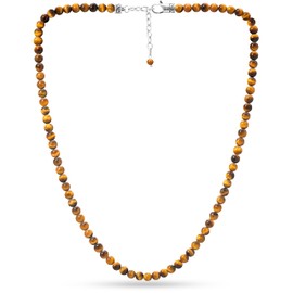 RTZN® Mens Beaded Necklaces — Premium Artisan Handcrafted Tiger Eye Necklace for Men — 6MM Beaded Necklace for Men and Women Adjustable 22"- 24” Inches (Tiger Eye)