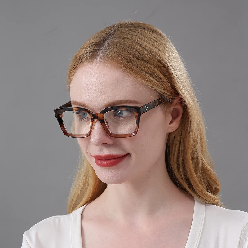 DXYXYO Square Reading Glasses for Women 2.5+ Blue Light Blocking