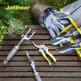 Jardineer Garden Tools Set, 8PCS Heavy Duty Garden Tool Kit with Outdoor Hand Tools, Garden Gloves and Storage Tote Bag, Gardening Tools Gifts for Women and Men