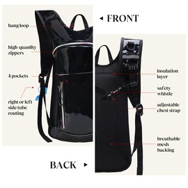 Expansea Hydration Backpack, Hydration Pack, Water Backpack with 2L Hydration Bladder, Hydration Backpack Rave, Lightweight Insulation Hydro Daypack for Festivals, Rave, Cycling, Running, Hiking