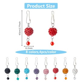 DICOSMETIC 32Pcs 8 Colors Zipper Pull Charms Rhinestone Bead Zipper Replacement Polymer Clay Zipper Decorative Zipper Pull Extended Zipper Tab Mend Fixer for DIY Sewing Craft Backpacks