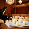 36pcs Musical Notes Cupcake Toppers，Black Glitter Note Cupcake Picks For