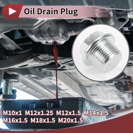 HEROFFIX 1 Set Oil Drain Plug Oil Pan Drain Bolt Screw Thread Repair with Gasket Silver Tone Steel M10x1 M12x1.25 M12x1.5 M14x1.5 M16x1.5 M18x1.5 M20x1.5