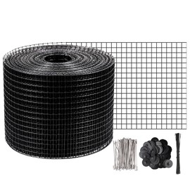 VEVOR 8inch x 98ft, Critter Roll Kit, Solar Panel Bird 100pcs Stainless Steel Fasteners, PVC Coated Guard Wire, Black