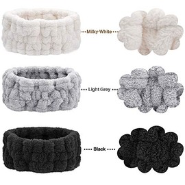 3 Piezas de Diadema Facial Spa para Maquillaje y Lavado Facial, para Mujeres, Spa, Yoga, Deportes, Ducha, Banda Elástica para la Cabeza (Negro, Blanco, Gris Claro)