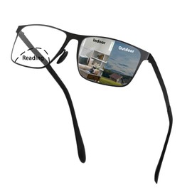 UXAOSVME Progressive Multifocus Reading Glasses Anti Blue Light Photochromic/Bifocal Reading Glasses for men UV Protection (Bifocal -Black, 3.5, x)