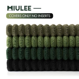 MIULEE Boho Farmhouse Throw Pillow Covers 18x18 Inch Set of 4 Mordern Neutral Green Cushion Covers Soft Corduroy Nordic Home Decor for Spring Couch Bed Sofa Living Room Green-Black