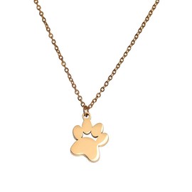 LuckyLy Collar para Mujer con Dije de Huella de Perro, Cadena de Acero Inoxidable con Baño de Oro 18k – Regalos para Amantes de Perros, Regalos para Mujer Originales, Modelo Canny