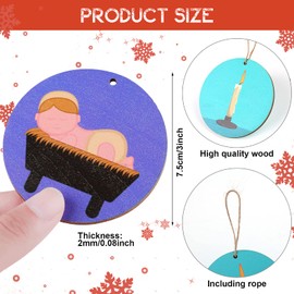 25 Pieces Jesse Tree Ornaments Wood Jesse Tree Advent Ornaments Christmas Advent Calendar Ornaments Wooden Christmas Tree Ornaments for Xmas Family Advent Celebration Hanging Decorations