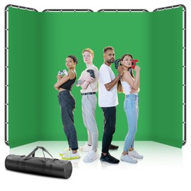 7.87ft x 13.12ft Large Green Screen Backdrop with Stand - Heavy Duty Collapsible Frame for Studio Photography, Video Shooting, Live Streaming & Gaming