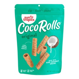 Sun Tropics CocoRolls Original Flavor- 6 count (4 oz each) | Crisp Rolled Wafer Cookies, Coconut Rolls Made With Pure Coconut Cream | Gluten Free & Dairy Free Coconut Wafer Snack