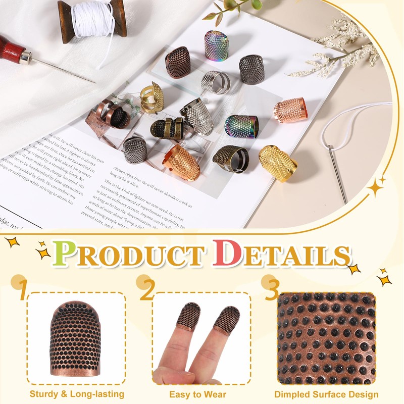 PATIKIL Sewing Thimble, 4 Pcs Metal Thimbles for Hand Sewing
