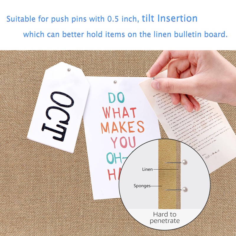 SOFE Linen Bulletin Board 18 X 29 Inches Wood Frame,