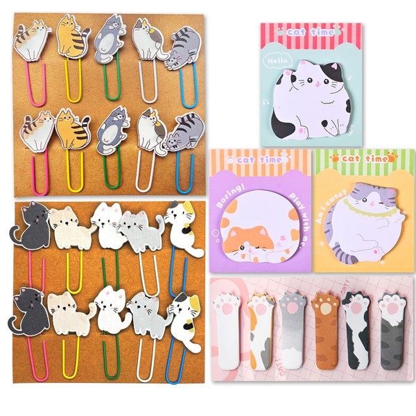 Zuverly 20 Cat Paper Clip Bookmarks, 2 Sets Cat Bookmark