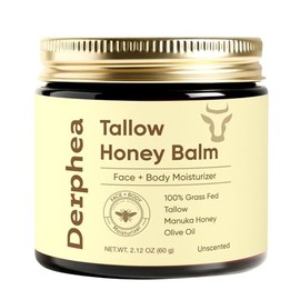 DERPHEA Crepey Skin Repair Cream - Tallow Honey Balm for Aging Skin with Raw Manuka Honey & Olive Oil - Advanced Crepe Fix Cream Face Moisturizer for Crepey, Mature, Dry Skin