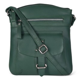 Oak Leathers Leather Crossbody Bag For Women With Adjustable Sling Strap - Medium Size - Ladies Crossover Shoulder Handbag Purse (Nappa Dark Green)