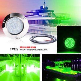 KOVNISE LED Underwater Light for Boats 316 Stainless Steel Boat Transom Mount Light, Waterproof LED Lights/Marine Lights 10-30V，for Stern Interior Navigation Deck Courtesy Night Fishing (Green)