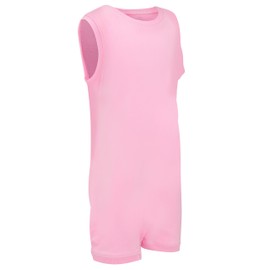 Kaycey Popper Vest Sleeveless Bodysuit With Crotch Snap Closure, Adaptive Clothing for Adults and Big Kids with Special Needs, Soft Cotton, Small, Pink