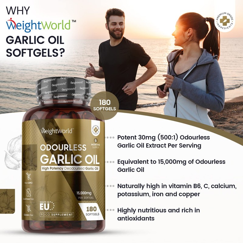 Garlic Capsules Odourless High Strength 45,000mg – 180 Softgels (Upto