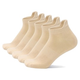Thin Viscose Bamboo No Show Sock Men Low Cut Socks Odor Resistant Breathable Sock 5 Pairs (CA/US, Alpha, Large, Regular, Regular, Beige)