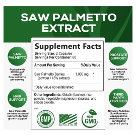 Saw Palmetto Apoyo A Prostata 1000mg Con 120 Caps Hecho Usa