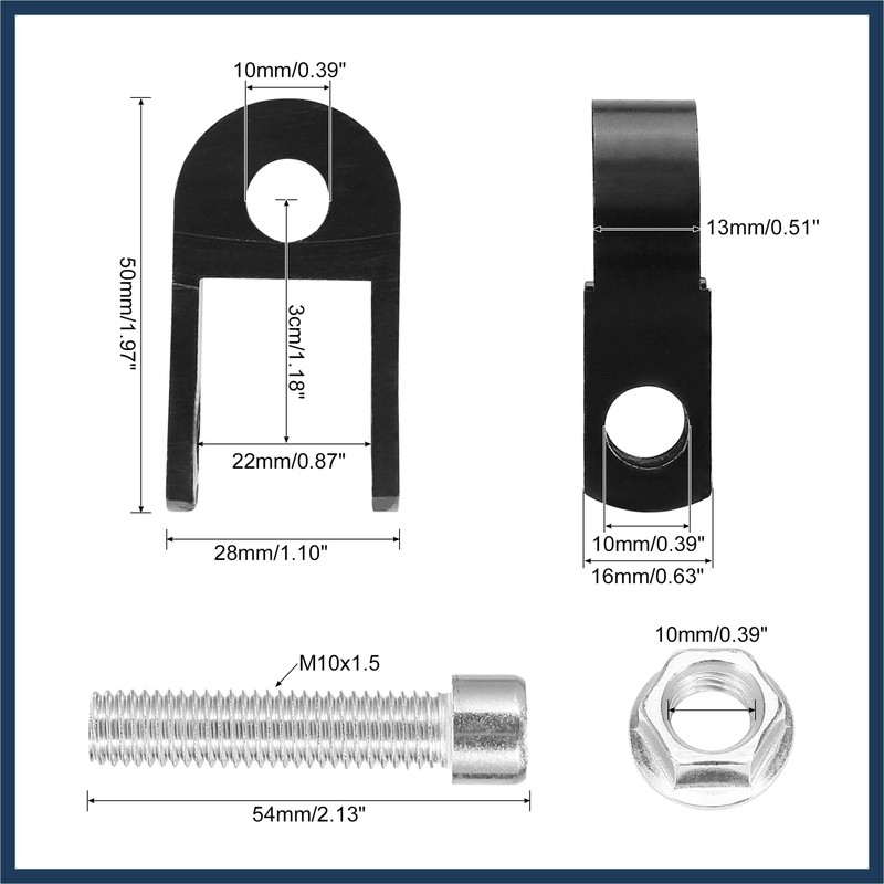 VekAuto Pair 3cm Motorcycle Rear Shock Absorber Height Extender Black