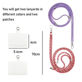 Morices 2 Pcs Universal Cell Phone Lanyard with Phone Patches, Adjustable Nylon Neck Strap Phone Crossbody Strap for Badge Key, Multipurpose Phone Necklace Compatible with Most Smartphone (Colorful)