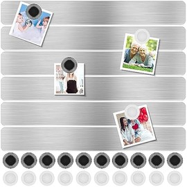 Magnet Bulletin Board 6 Pcs Metal Magnet Boards Frameless Magnetic Stainless Iron Board Strip Display Board with 20 pcs Magnet Memo Strip for Office Home School, CQBXGGGT6US, Silver