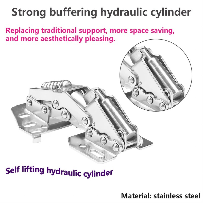 Qrity 4 PCS Cabinet Lid Support Hinges, Heavy Duty Flap