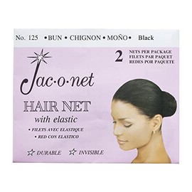 Jac-O-Net Tiny Mesh Hair Net - Chignon Bun Size, Black, 2 Nets Per Pack [1 Pack]