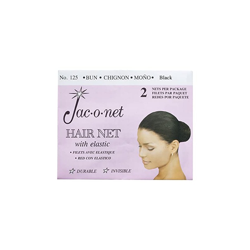 Jac-O-Net Tiny Mesh Hair Net - Chignon Bun Size, Black,