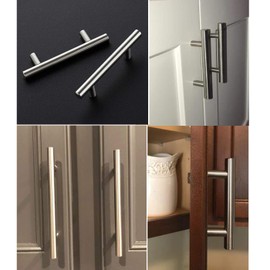 Gobrico 30 Pack 3 Inch/76mm Hole Centers Cabinet Pulls Brushed Nickel/Modern T Bar Style Stainless Steel Kitchen Cabinet Handles/Satin Nickel Drawer Pulls