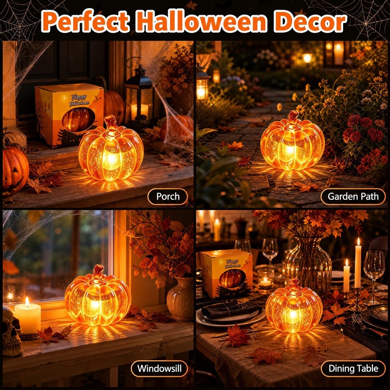 KutaKuta 2Pcs Pumpkin Light, Halloween Pumpkin Night Light