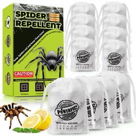 12 Pack Long-Lasting Spider Repellent Pouches - Natural Peppermint & Lemongrass Oil Blend, Indoor/Outdoor Pest Control for Closets, Attics, Garages, RVs (60 Day Protection)