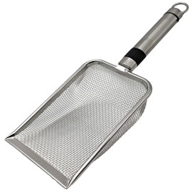 (TUISKU) Cat Sand Scoop, Stainless Steel, For Fine, Fine Sand, Large, Mineral, Cat Sand, Shovel, Choice of Mesh Size (0.1 x 0.8 inches (2 x 2 mm) for Small Grit