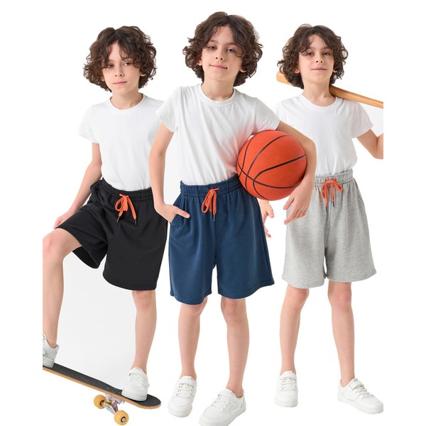 SOIBEEN Jungen Sweatpants 3-Pack Kinder Jogging Bottoms mit Tasche und